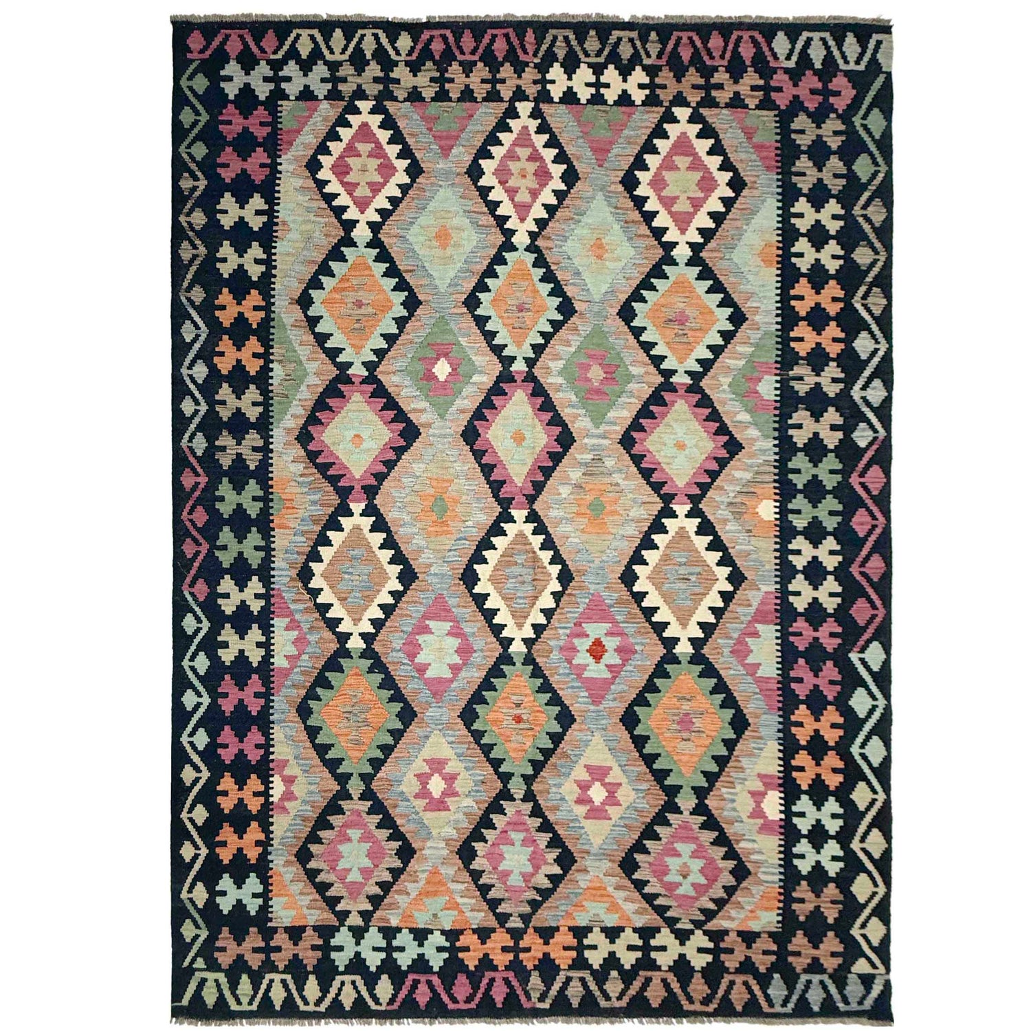 Handmade Vegetable Kilim 6' 6" x 9' 11" (ft) - No. W38230