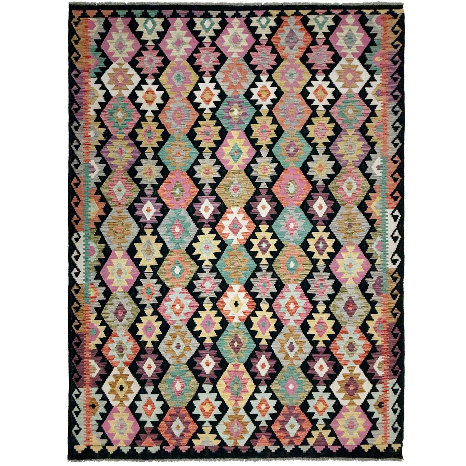 Handmade Vegetable Kelim 6' 8" x 9' 9" (ft) - No. W38231