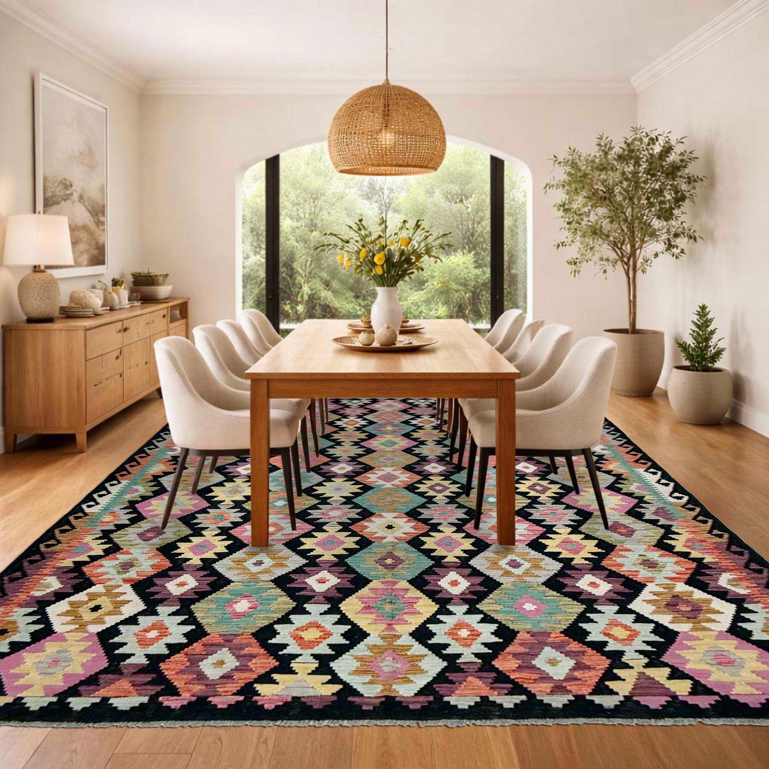 Handmade Vegetable Kelim 6' 8" x 9' 9" (ft) - No. W38231