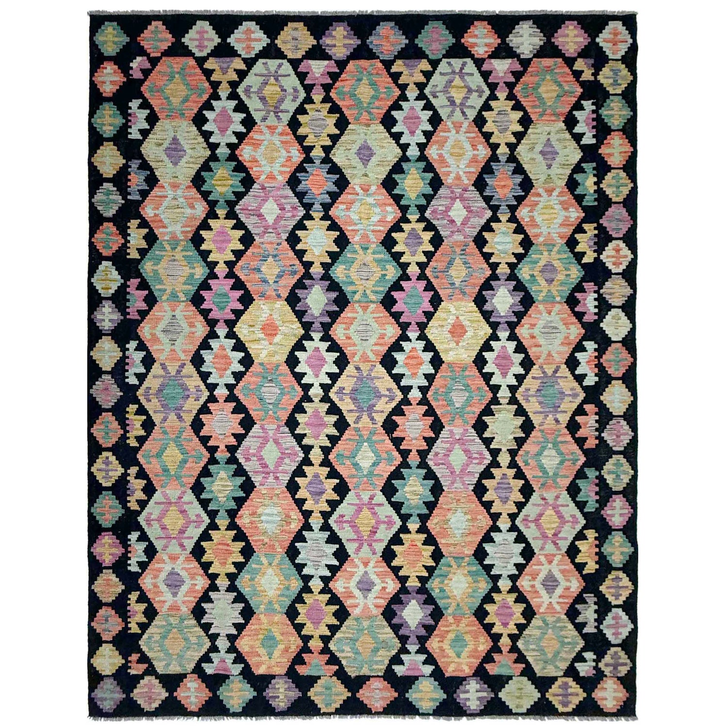 Handmade Vegetable Kilim 6' 8" x 9' 7" (ft) - No. W38232