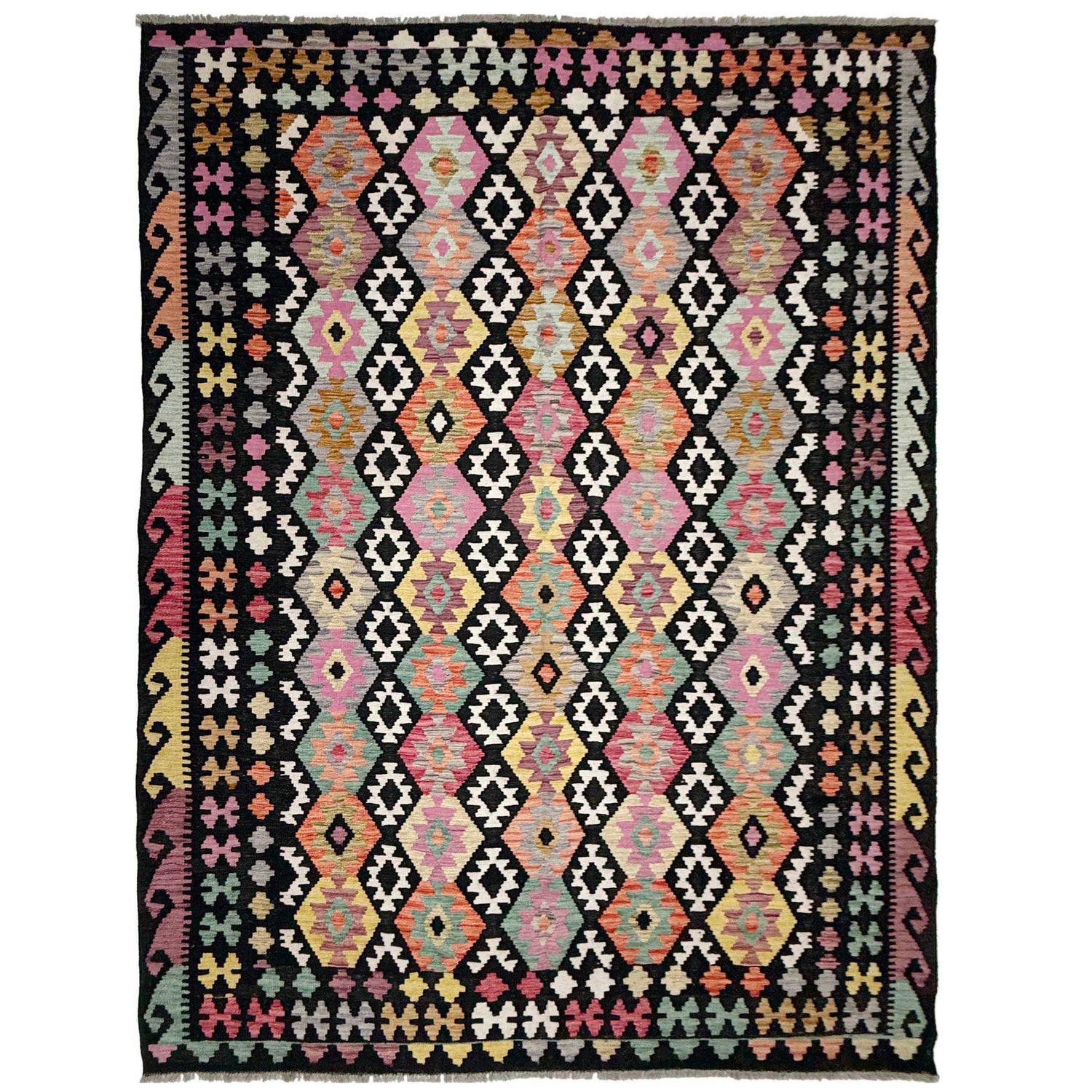 Handmade Vegetable Kilim 6' 7" x 9' 8" (ft) - No. W38234