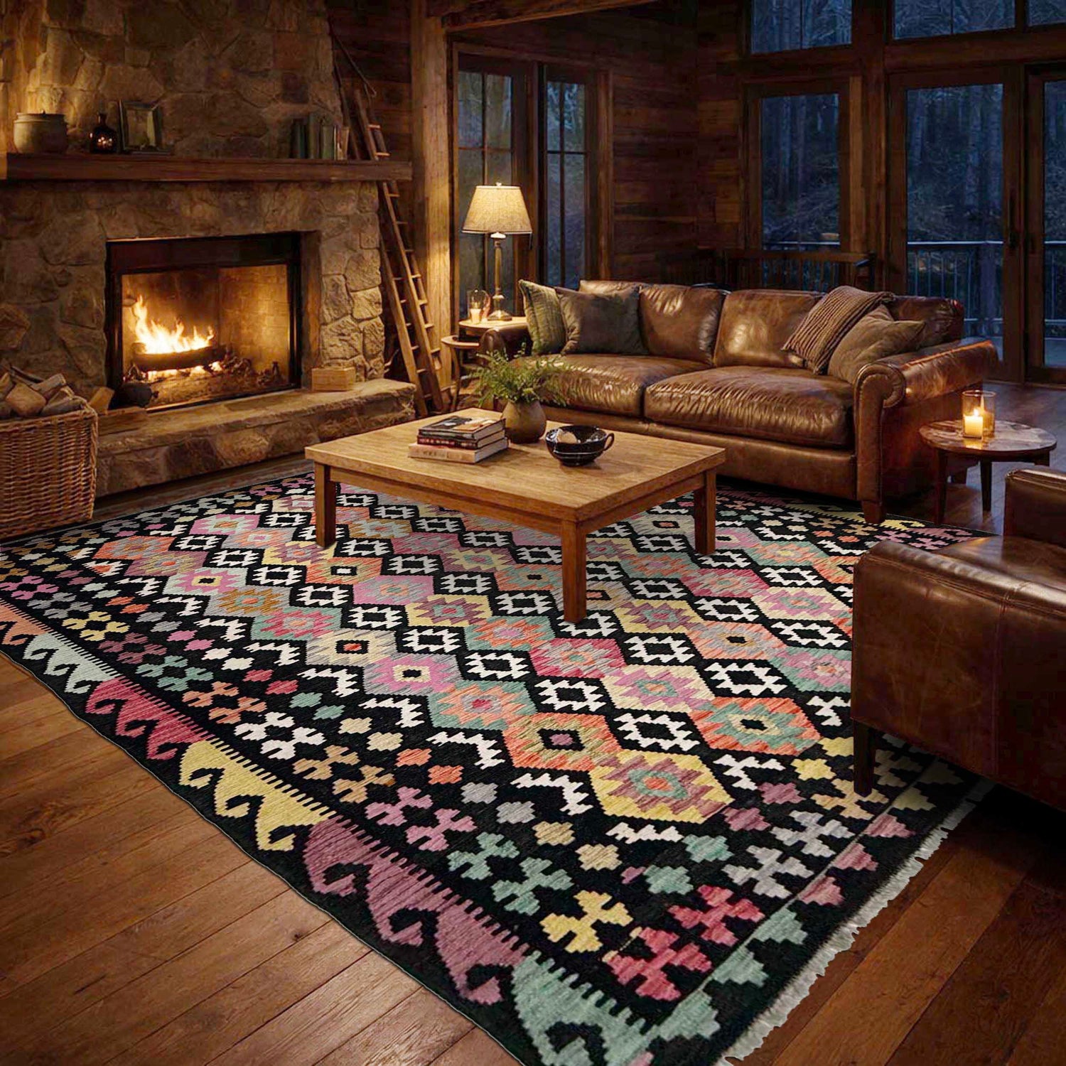 Handmade Vegetable Kilim 6' 7" x 9' 8" (ft) - No. W38234