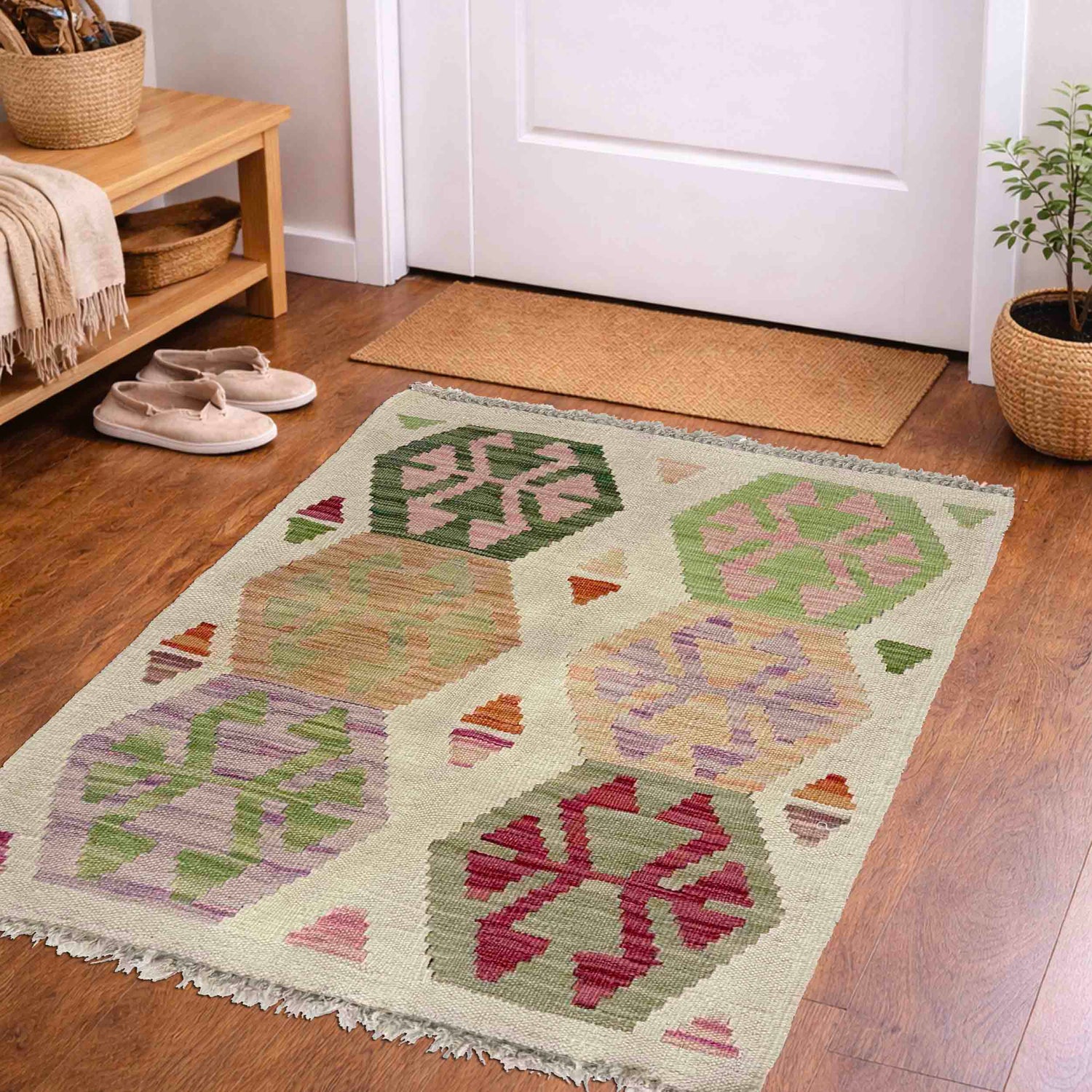Handmade Vegetable Kilim 1' 11" x 2' 6" (ft) - No. W38235