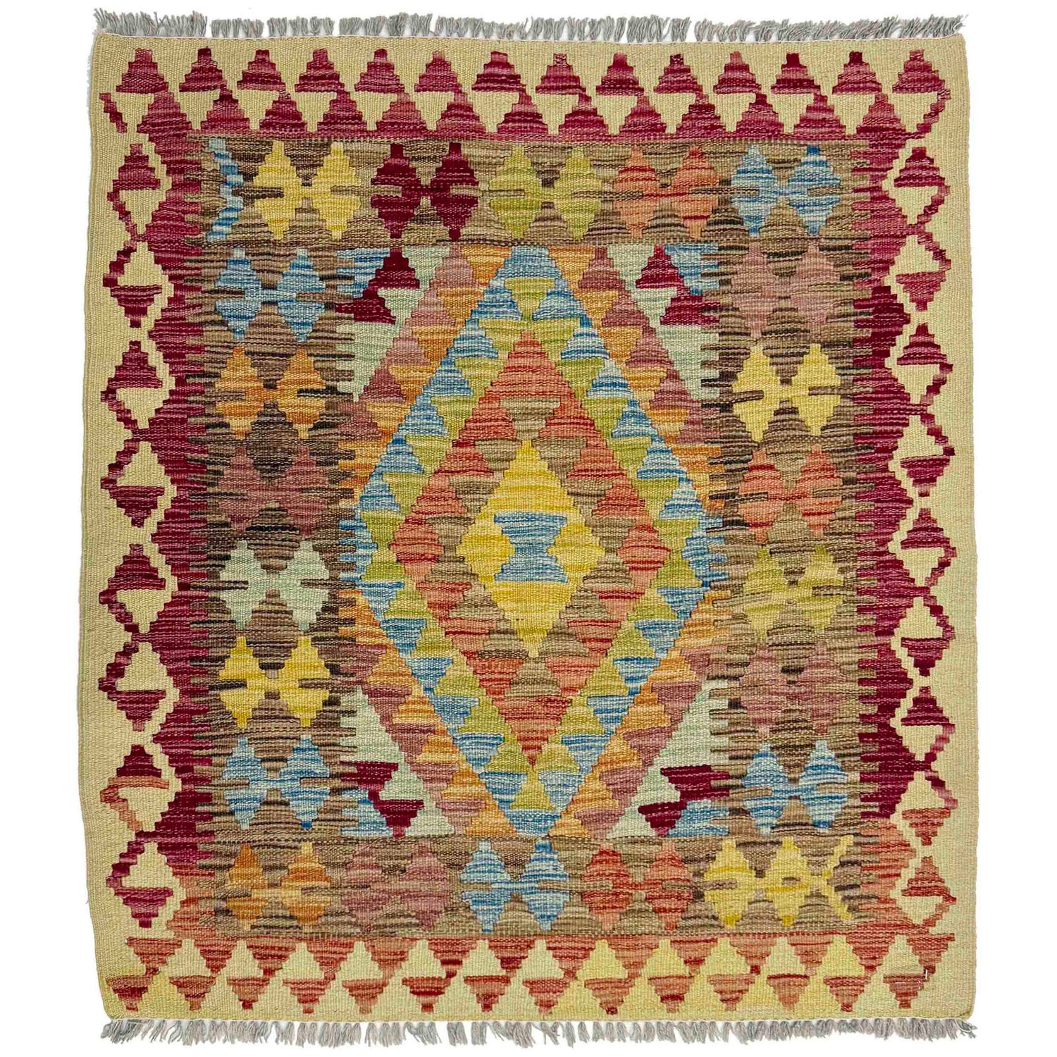 Handmade Vegetable Kelim 3' 5" x 3' 8" (ft) - No. W38237