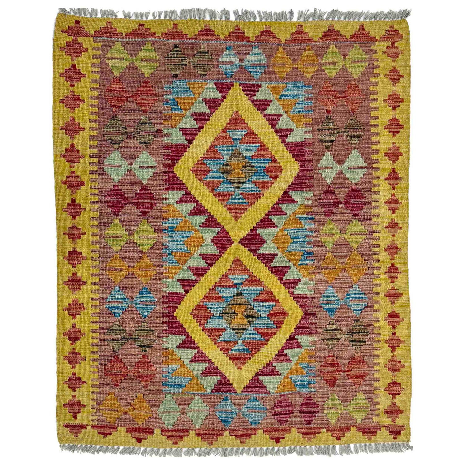 Handmade Vegetable Kilim 3' 3" x 3' 10" (ft) - No. W38241
