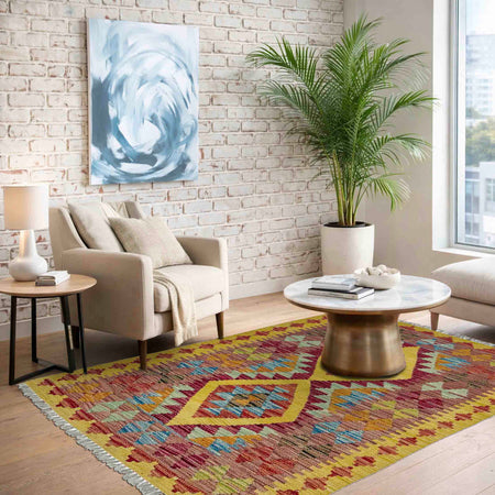 Handmade Vegetable Kilim 3' 3" x 3' 10" (ft) - No. W38241