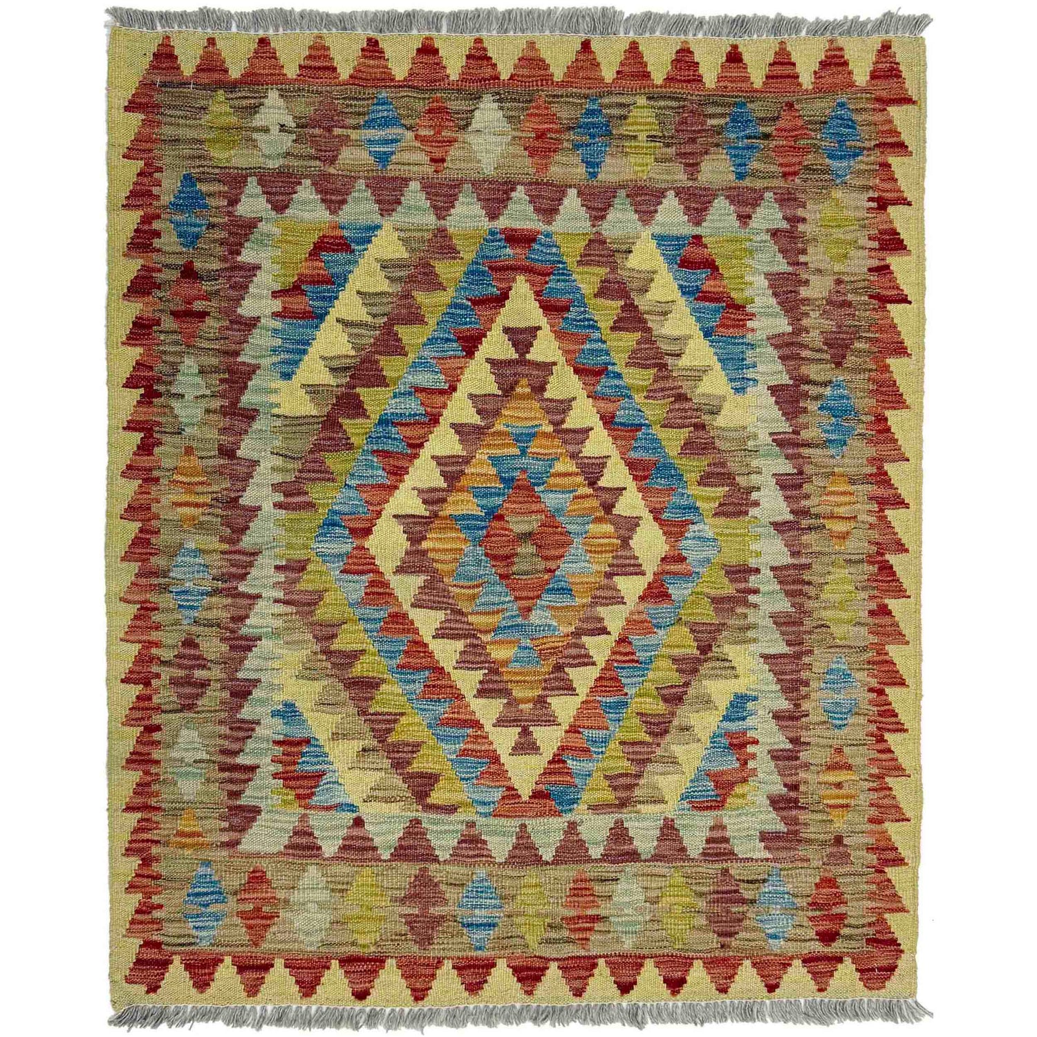Handmade Vegetable Kelim 3' 3" x 3' 10" (ft) - No. W38243