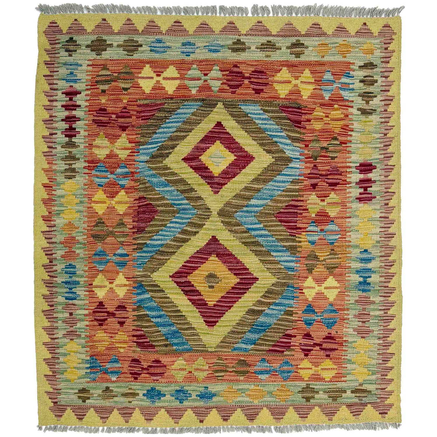 Handmade Vegetable Kilim 3' 5" x 4' 1" (ft) - No. W38244