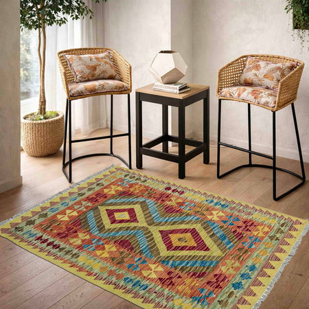 Handmade Vegetable Kilim 3' 5" x 4' 1" (ft) - No. W38244