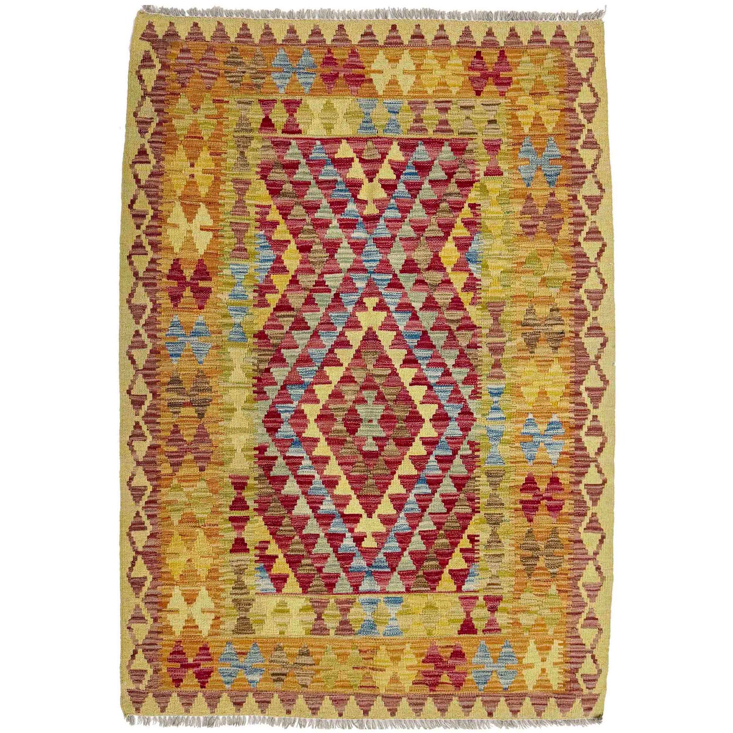 Handmade Vegetable Kelim 3' 6" x 5' 1" (ft) - No. W38246