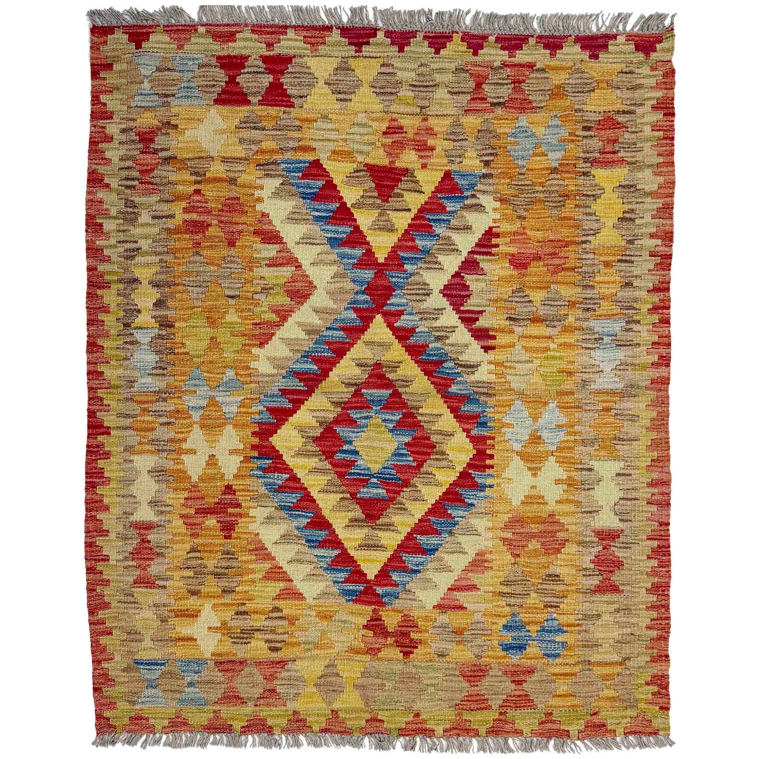 Handmade Vegetable Kelim 3' 7" x 4' 4" (ft) - No. W38248