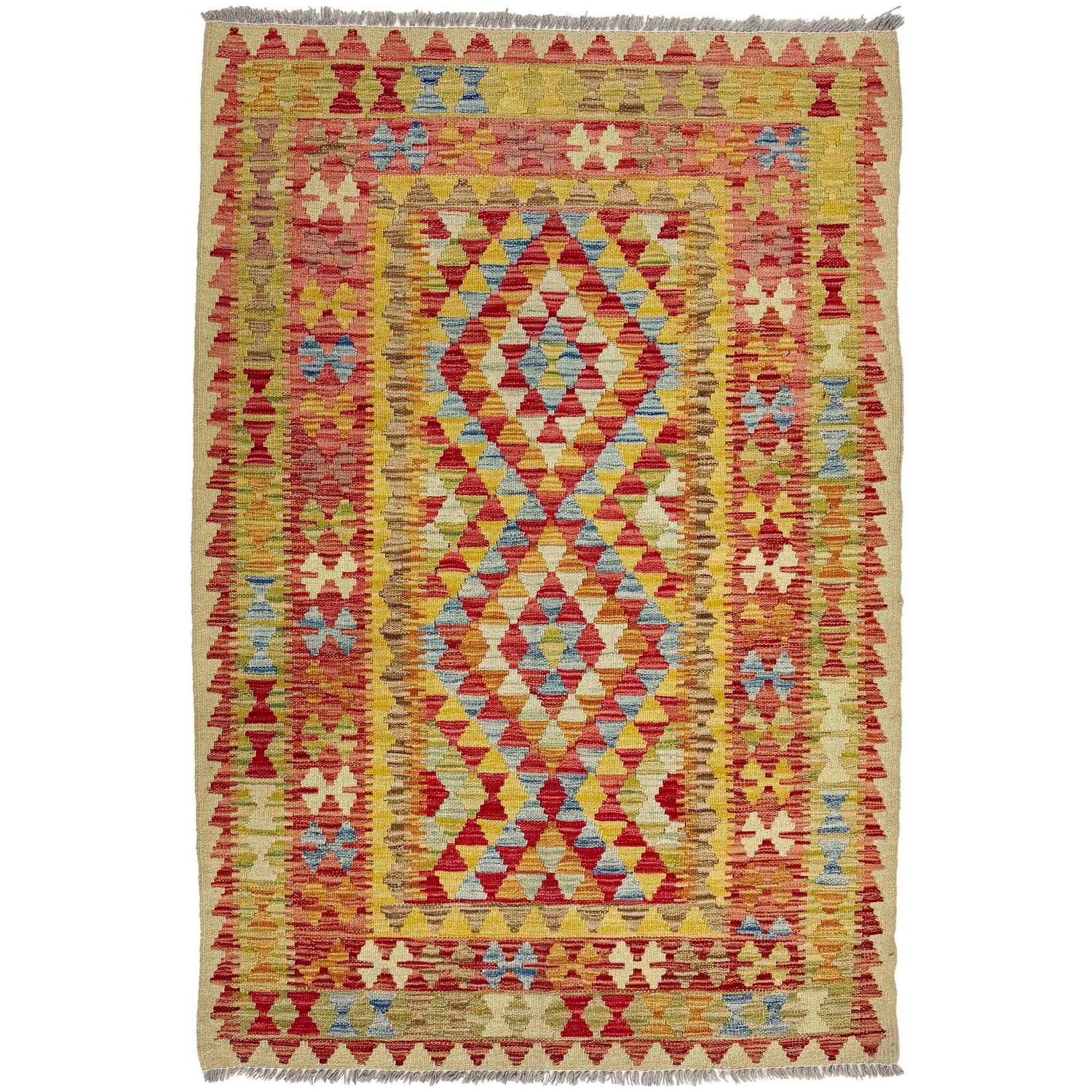 Handmade Vegetable Kilim 3' 7" x 5' 3" (ft) - No. W38254