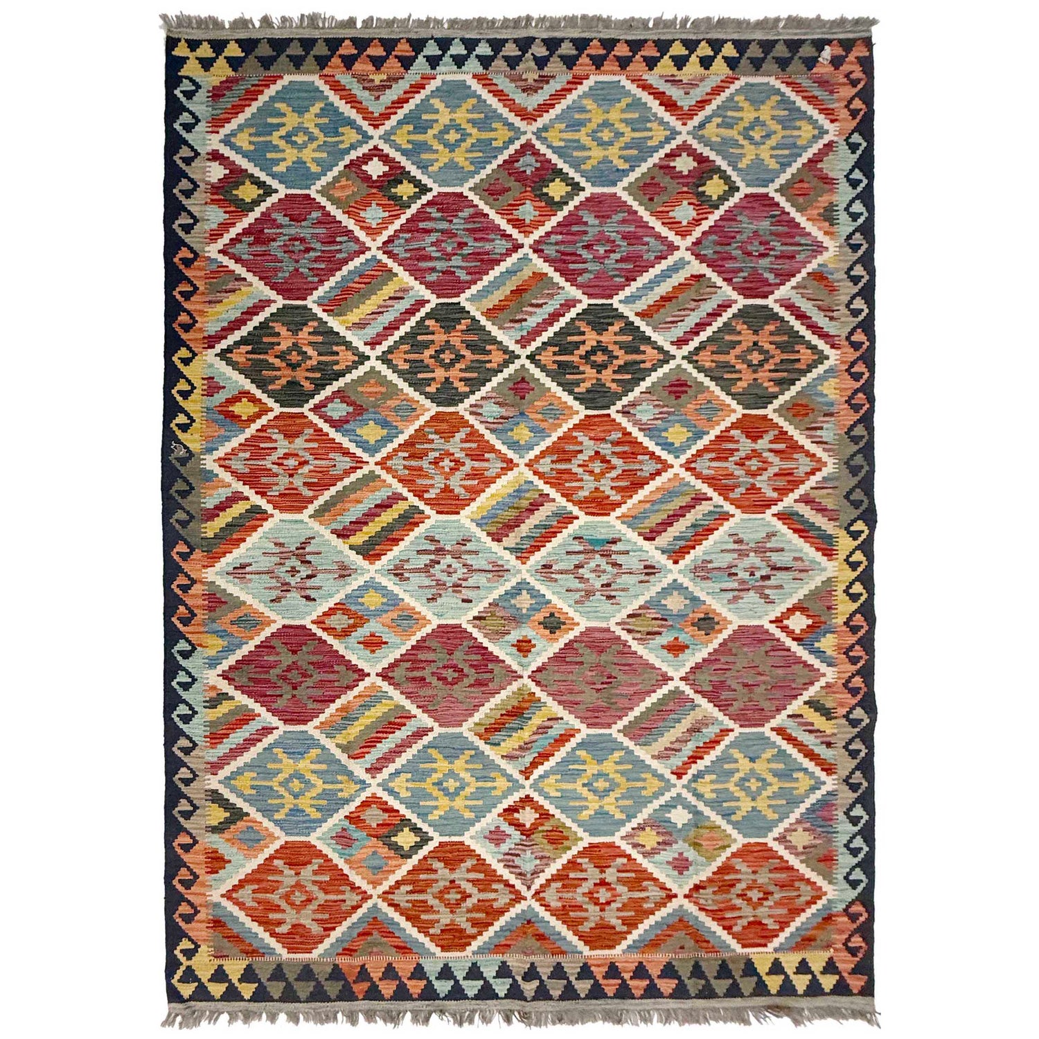 Handmade Vegetable Kelim 5' 9" x 8' 2" (ft) - No. W38939