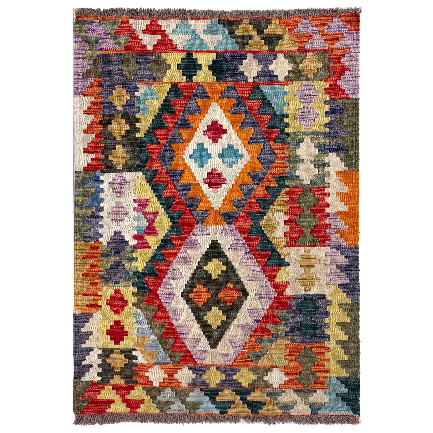 Handmade Vegetable Kilim 2' 11" x 4' 1" (ft) - No. W39914