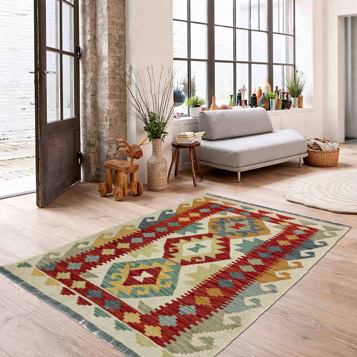 Handmade Vegetable Kilim 2' 6" x 3' 10" (ft) - No. W39916