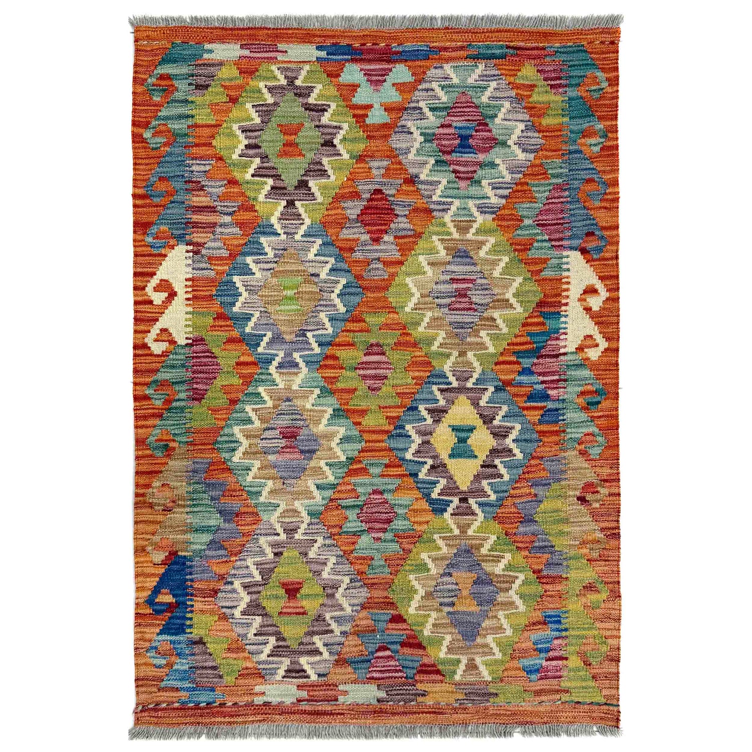 Handmade Vegetable Kelim 2' 9" x 3' 11" (ft) - No. W39918