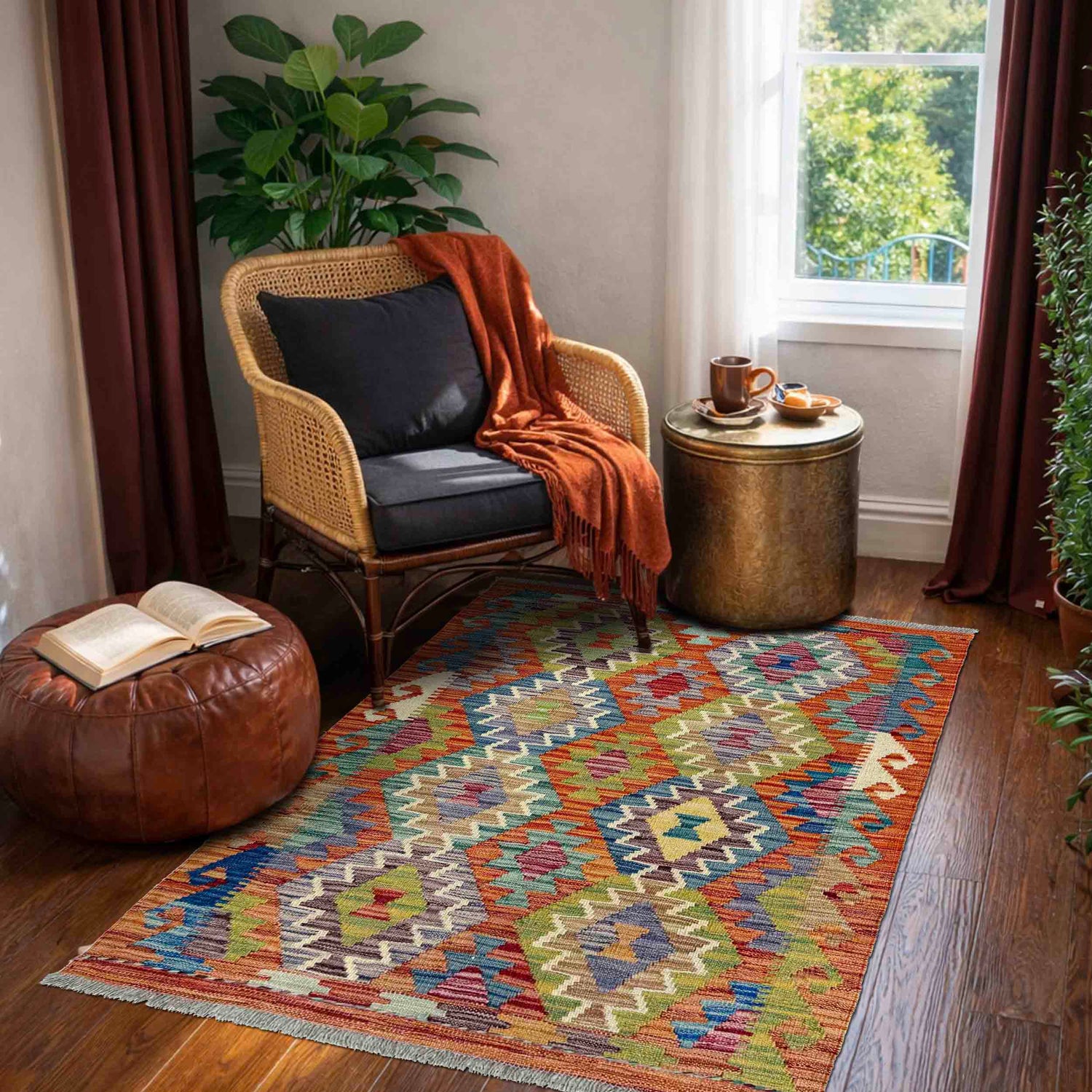 Handmade Vegetable Kelim 2' 9" x 3' 11" (ft) - No. W39918