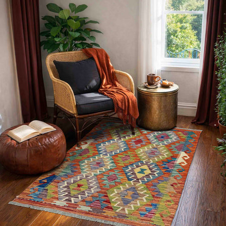 Handmade Vegetable Kelim 2' 9" x 3' 11" (ft) - No. W39918