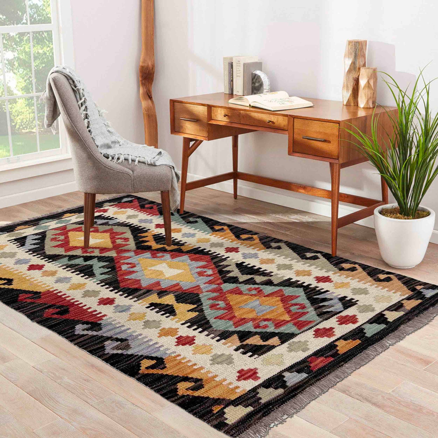 Handmade Vegetable Kelim 2' 8" x 4' 2" (ft) - No. W39919