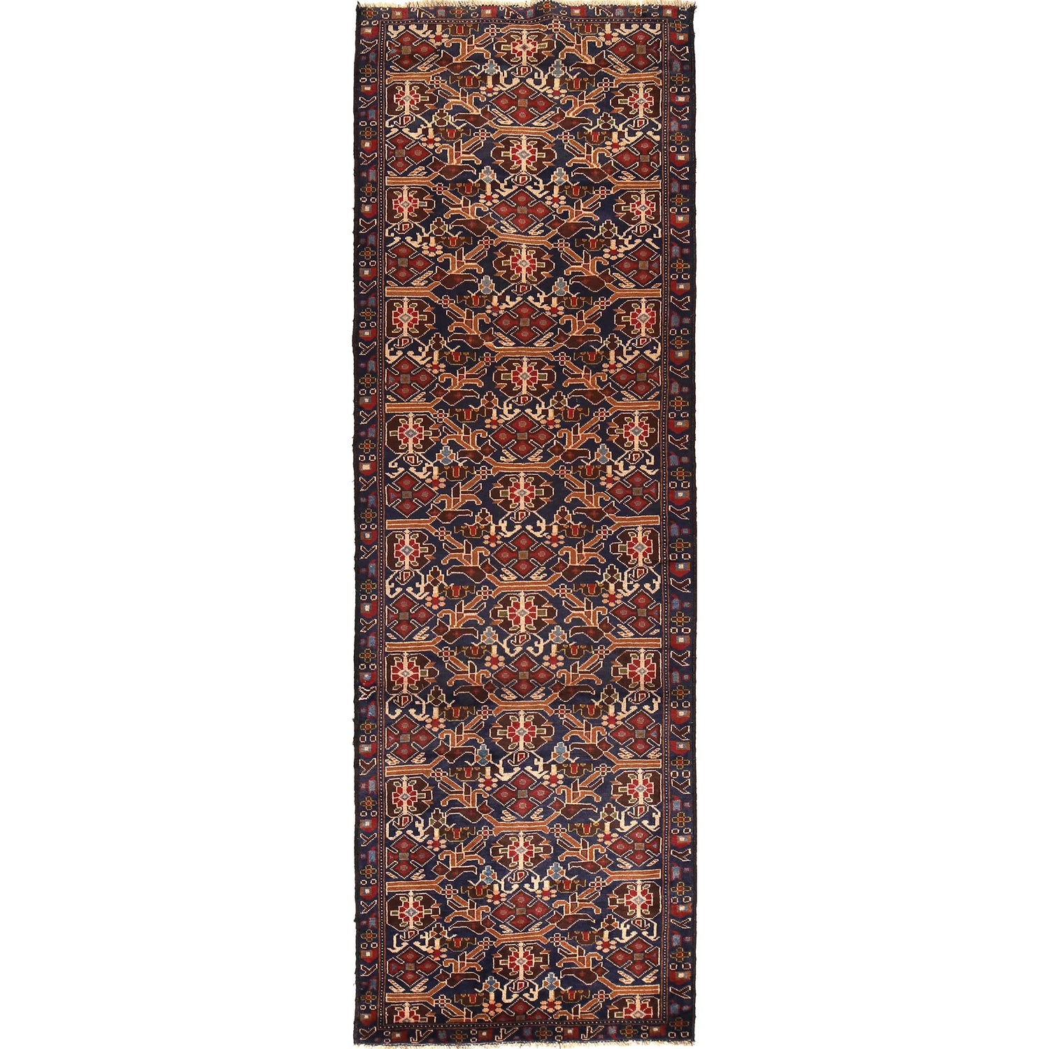 Hand Knotted Vintage Baluchi Runner 2' 9" x 9' 0" (ft) - No. Y13585