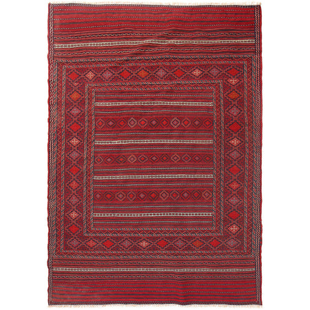 Handmade Flatweave Dhurrie 4' 8" x 6' 8" (ft) - No. Y16071