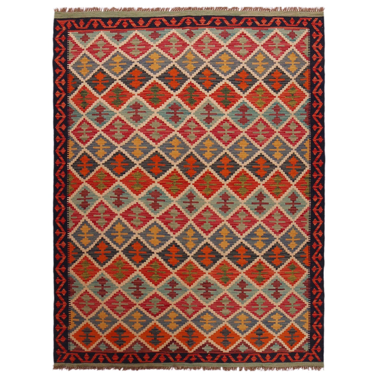 Handmade Vegetable Kelim 5' 9" x 7' 7" (ft) - No. Y35597