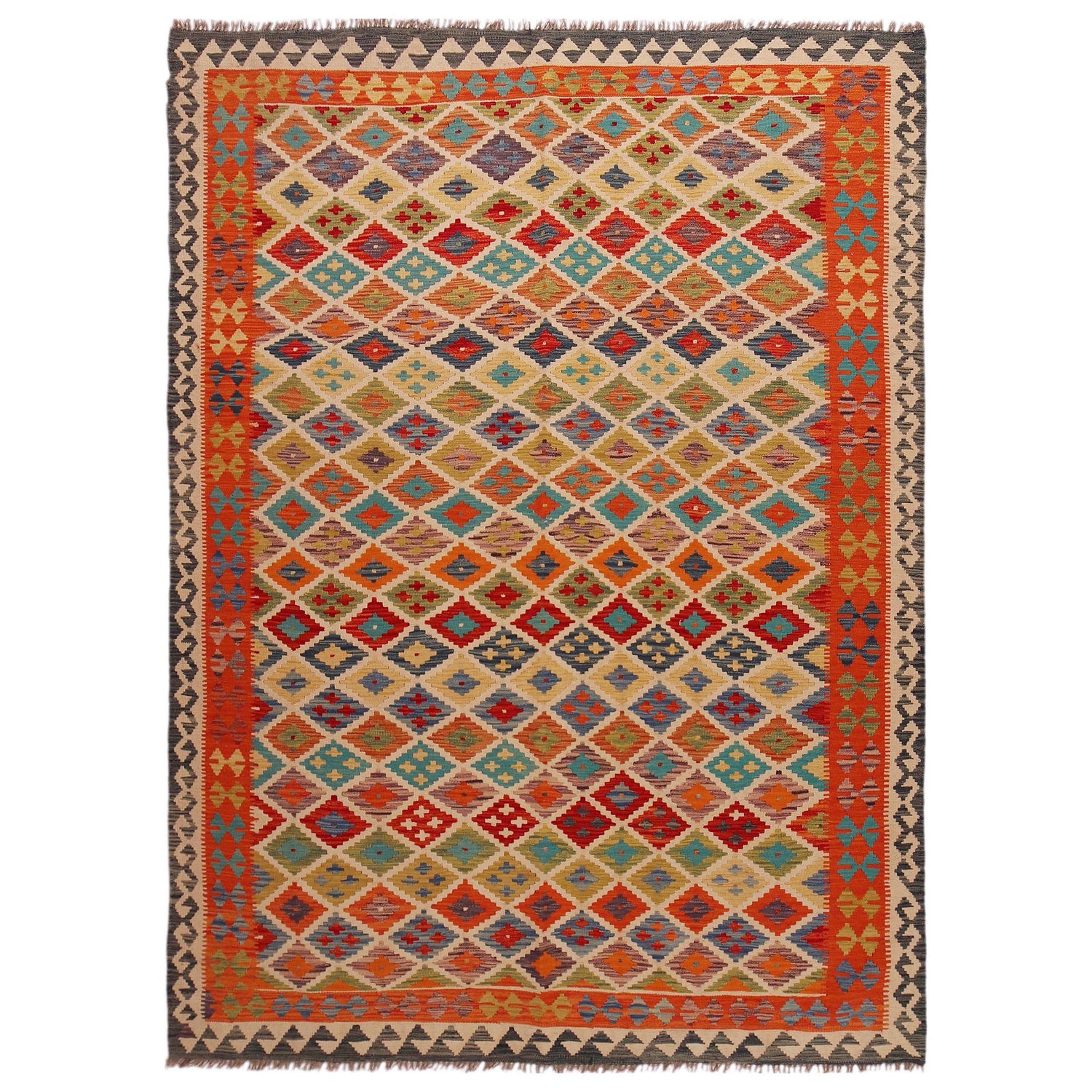 Handmade Vegetable Kelim 6' 9" x 9' 8" (ft) - No. Y35601