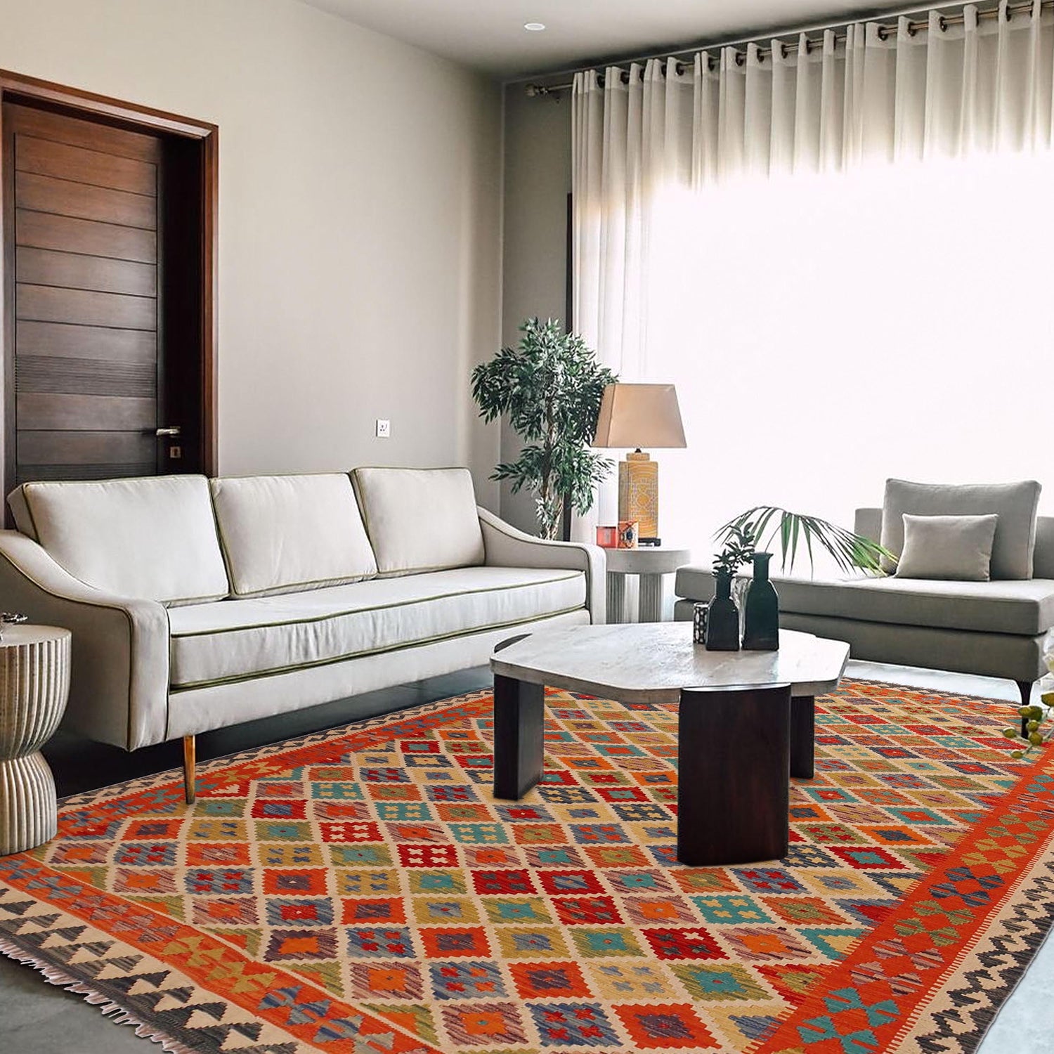 Handmade Vegetable Kelim 6' 9" x 9' 8" (ft) - No. Y35601