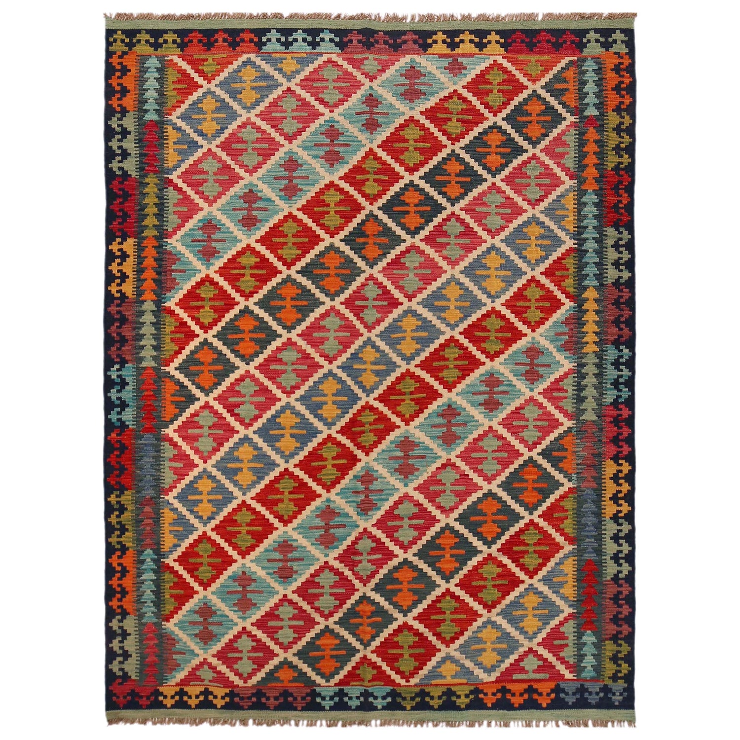 Handmade Vegetable Kilim 5' 9" x 7' 9" (ft) - No. Y35602