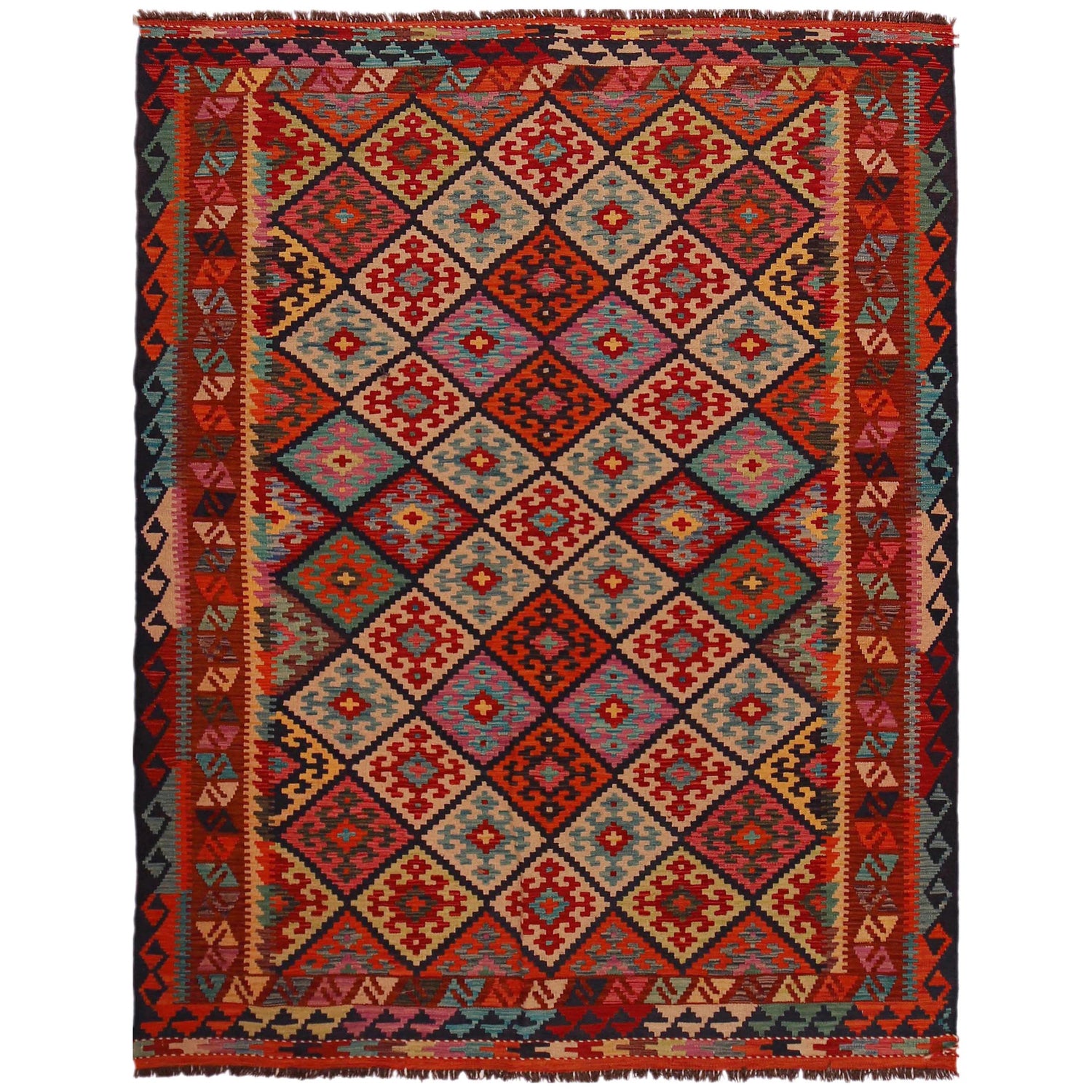 Handmade Vegetable Kilim 5' 10" x 7' 11" (ft) - No. Y35604