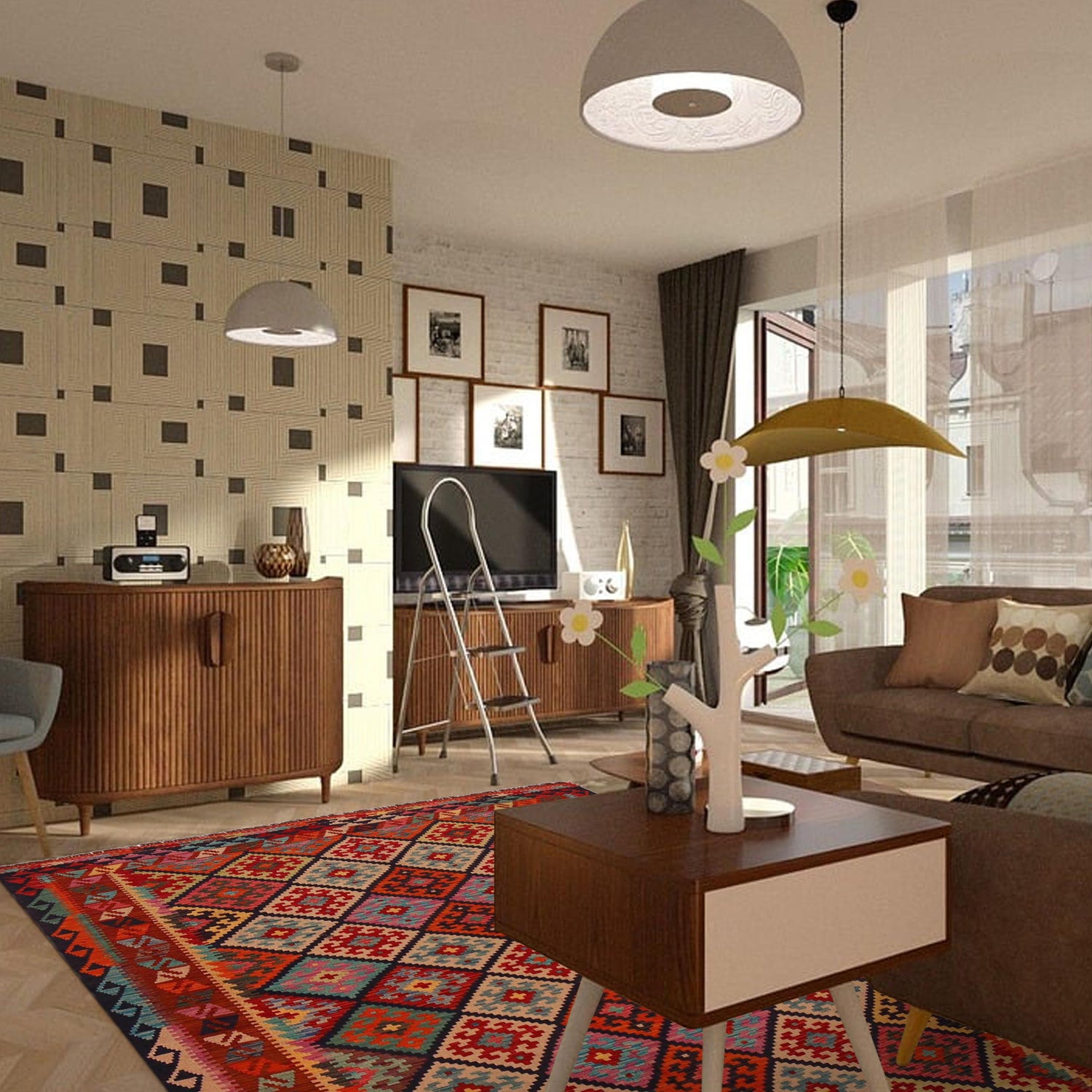 Handmade Vegetable Kilim 5' 10" x 7' 11" (ft) - No. Y35604