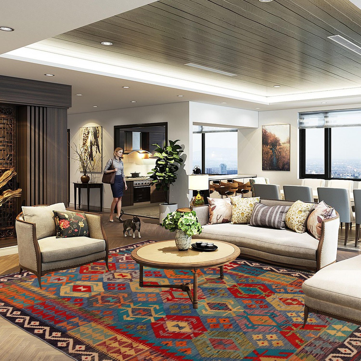 Handmade Vegetable Kelim 6' 0" x 8' 1" (ft) - No. Y35605