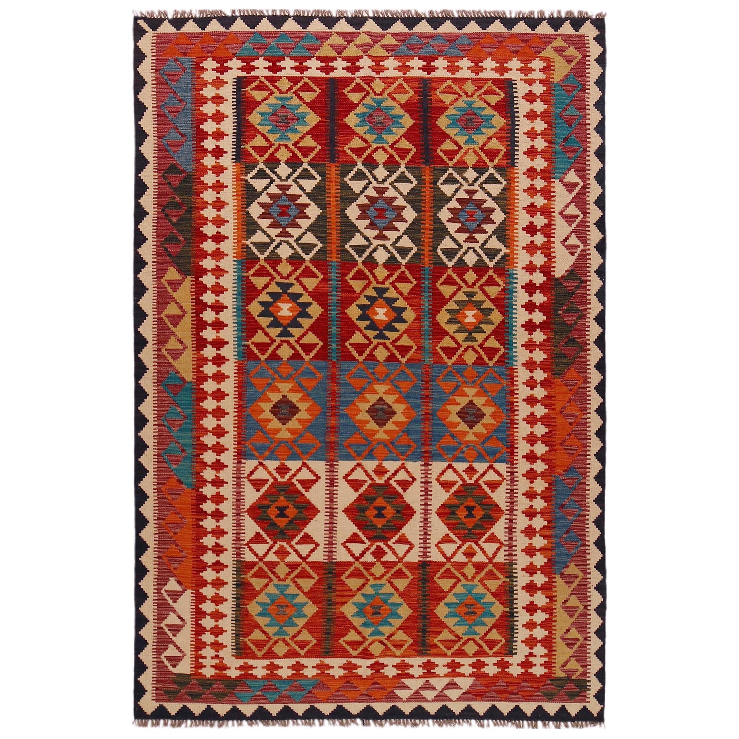 Handmade Vegetable Kelim 5' 1" x 7' 10" (ft) - No. Y35607