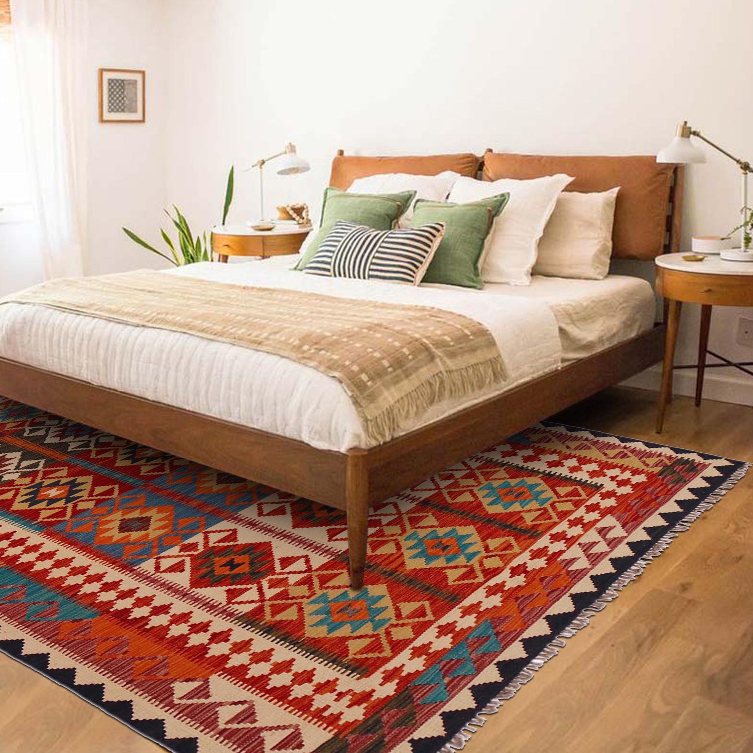 Handmade Vegetable Kelim 5' 1" x 7' 10" (ft) - No. Y35607