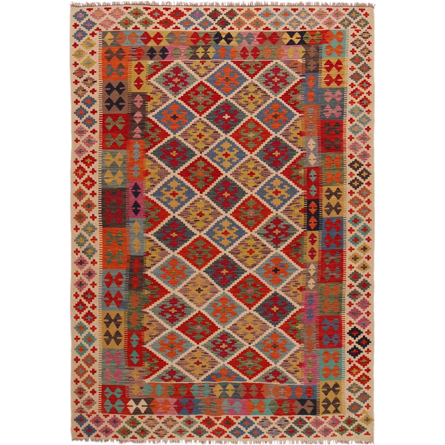 Handmade Vegetable Kilim 5' 11" x 8' 5" (ft) - No. Y35608