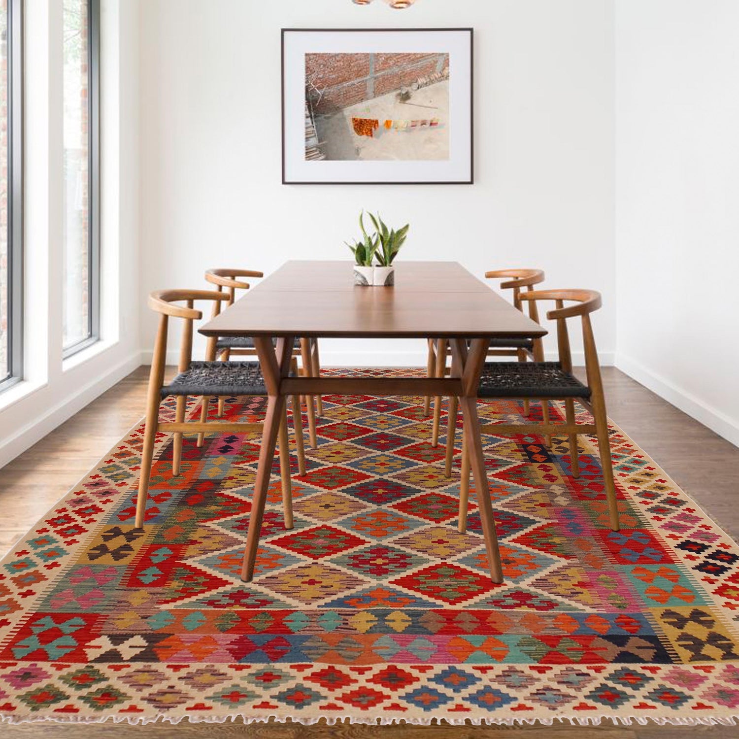 Handmade Vegetable Kilim 5' 11" x 8' 5" (ft) - No. Y35608