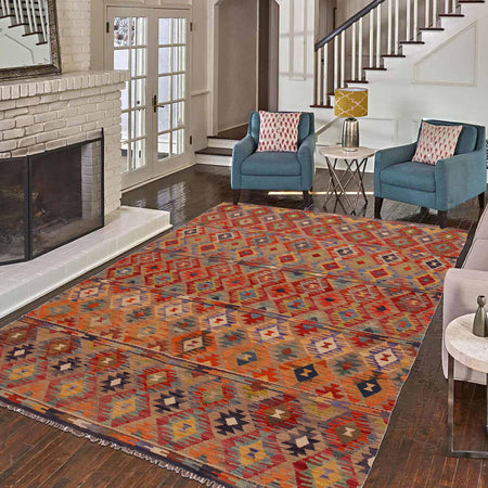 Handmade Vegetable Kelim 5' 9" x 7' 10" (ft) - No. Y35643