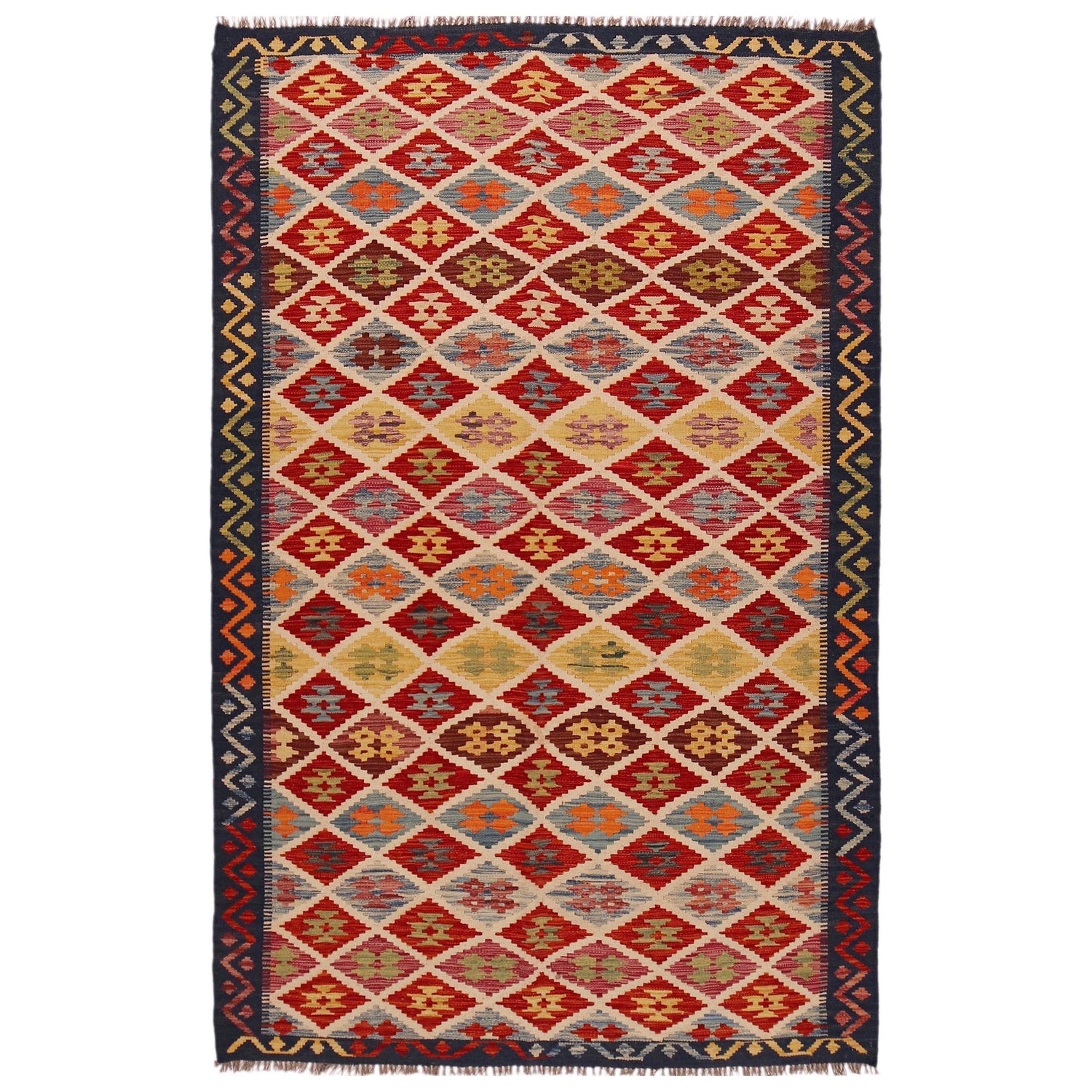 Handmade Vegetable Kilim 5' 1" x 8' 2" (ft) - No. Y35644