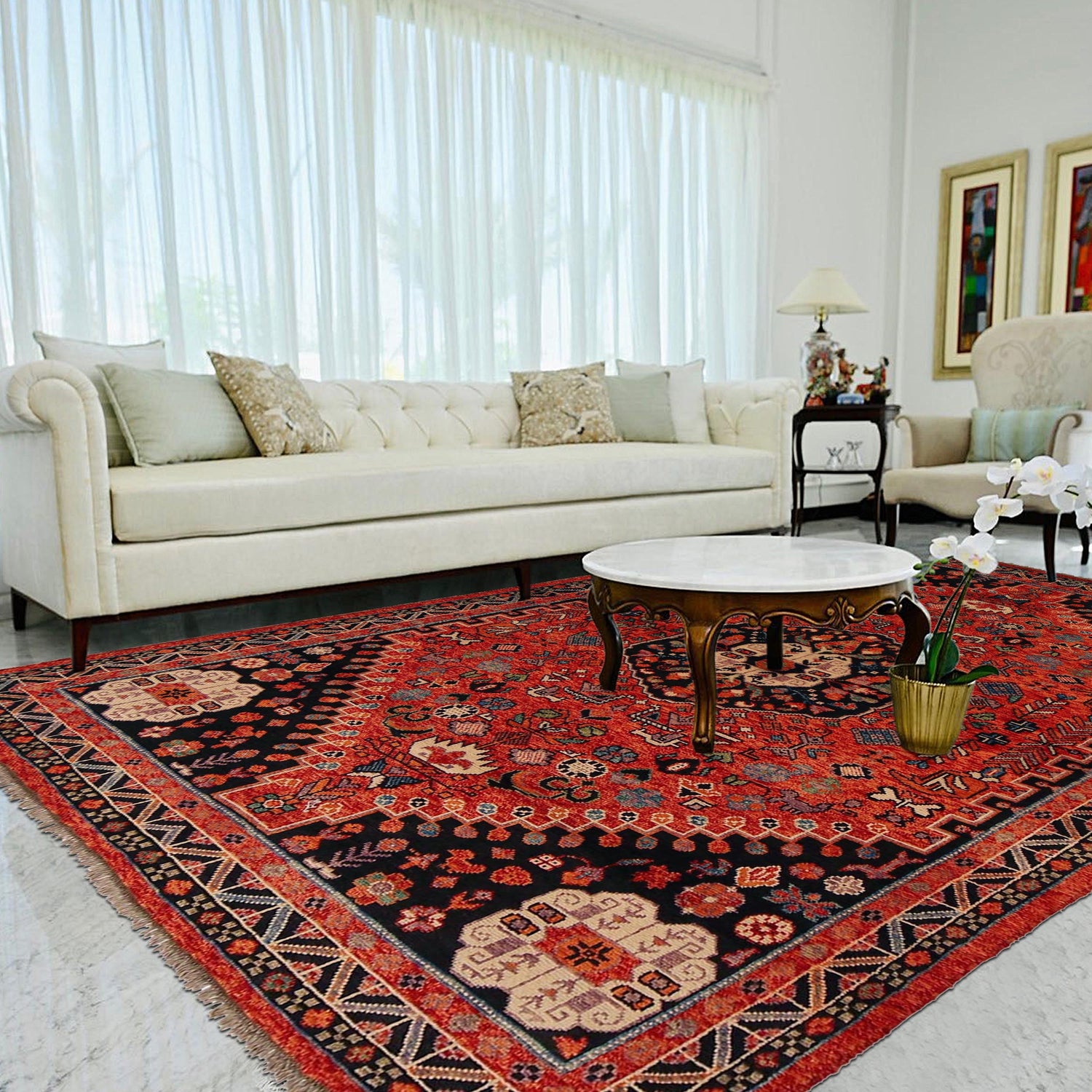 Handmade Sherazi Rug 6' 8" x 9' 8" (ft) - No. Y35651