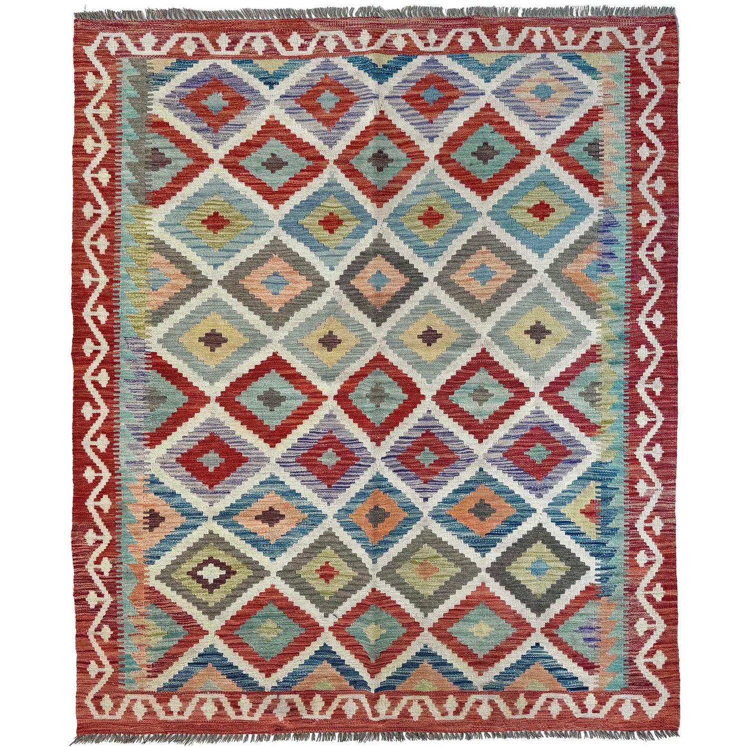 Handmade Vegetable Kelim 4' 11" x 6' 8" (ft) - No. Y37266