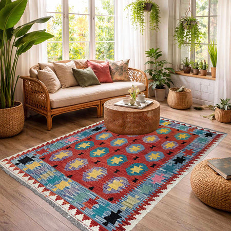 Handmade Vegetable Kilim 4' 9" x 6' 6" (ft) - No. Y37267