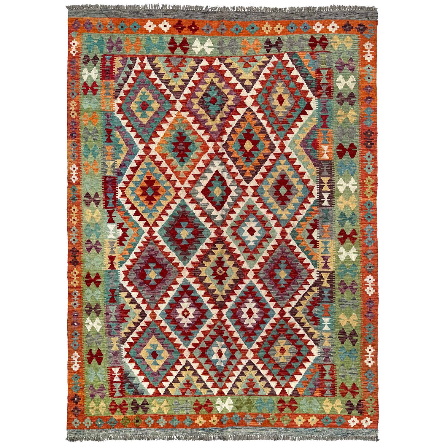 Handmade Vegetable Kelim 6' 8" x 9' 3" (ft) - No. Y37278