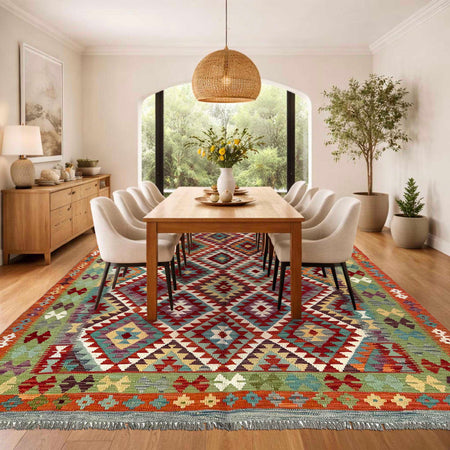Handmade Vegetable Kelim 6' 8" x 9' 3" (ft) - No. Y37278