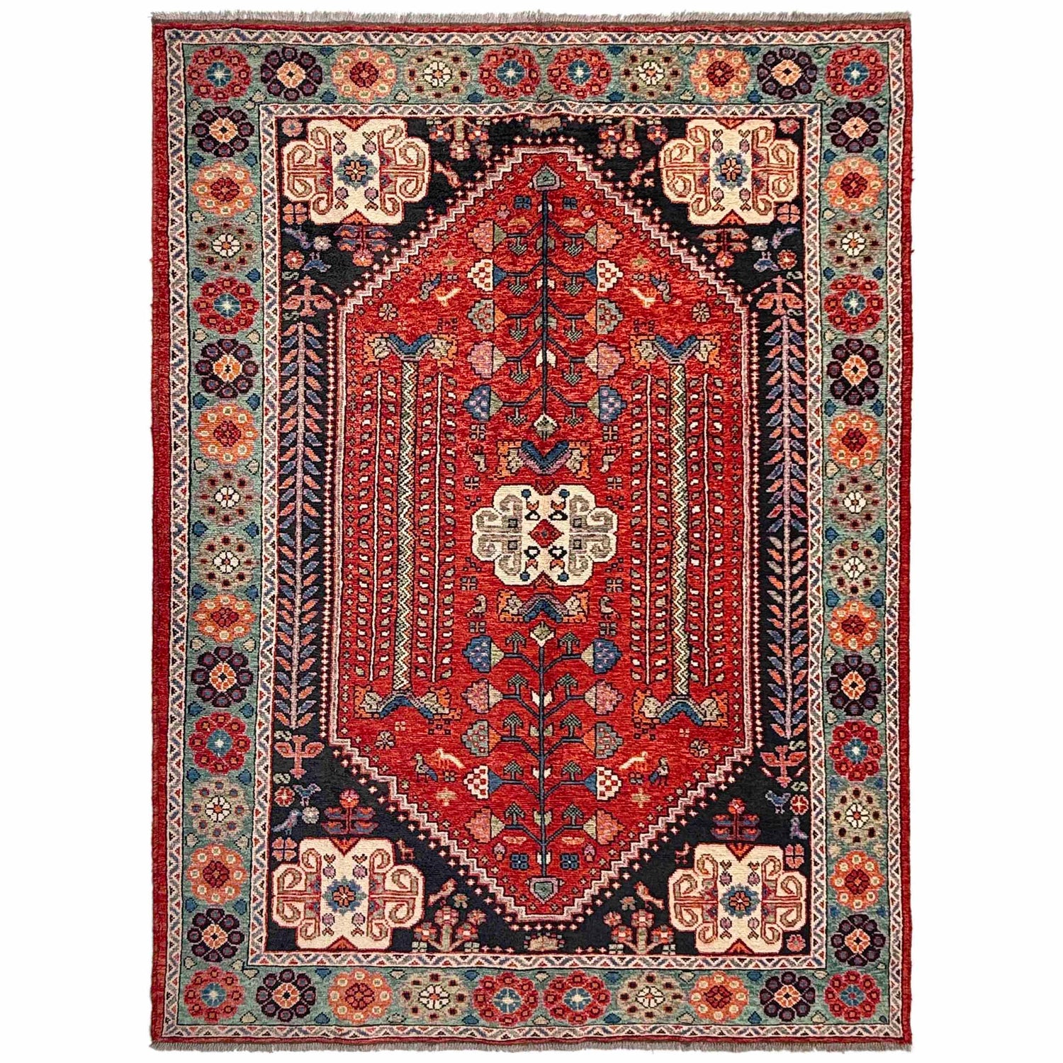 Red Color Shirazi Rug 6' 9" x 9' 10" (ft) - No. Y37284