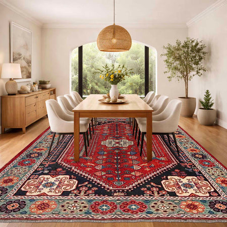 Red Color Shirazi Rug 6' 9" x 9' 10" (ft) - No. Y37284