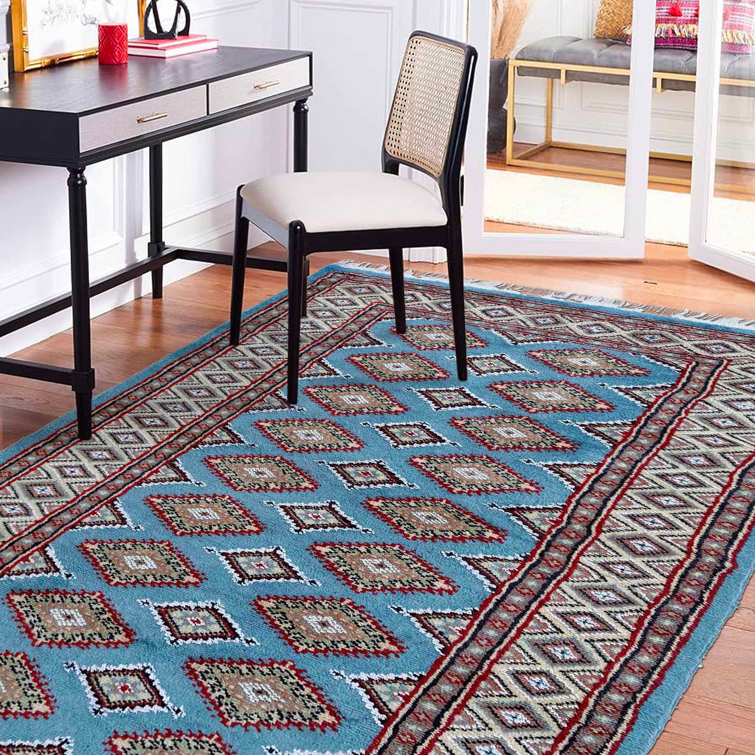Jaldar Blue Color Hand Knotted Rug 3' 1" x 5' 3" (ft) - No. Y37285
