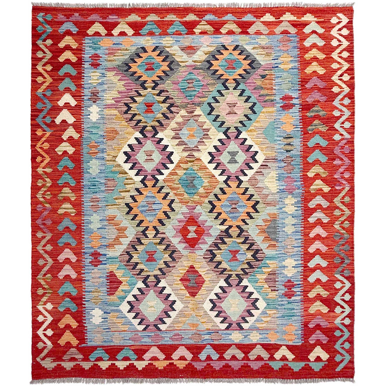 Handmade Vegetable Kilim 5' 1" x 6' 8" (ft) - No. Y37290