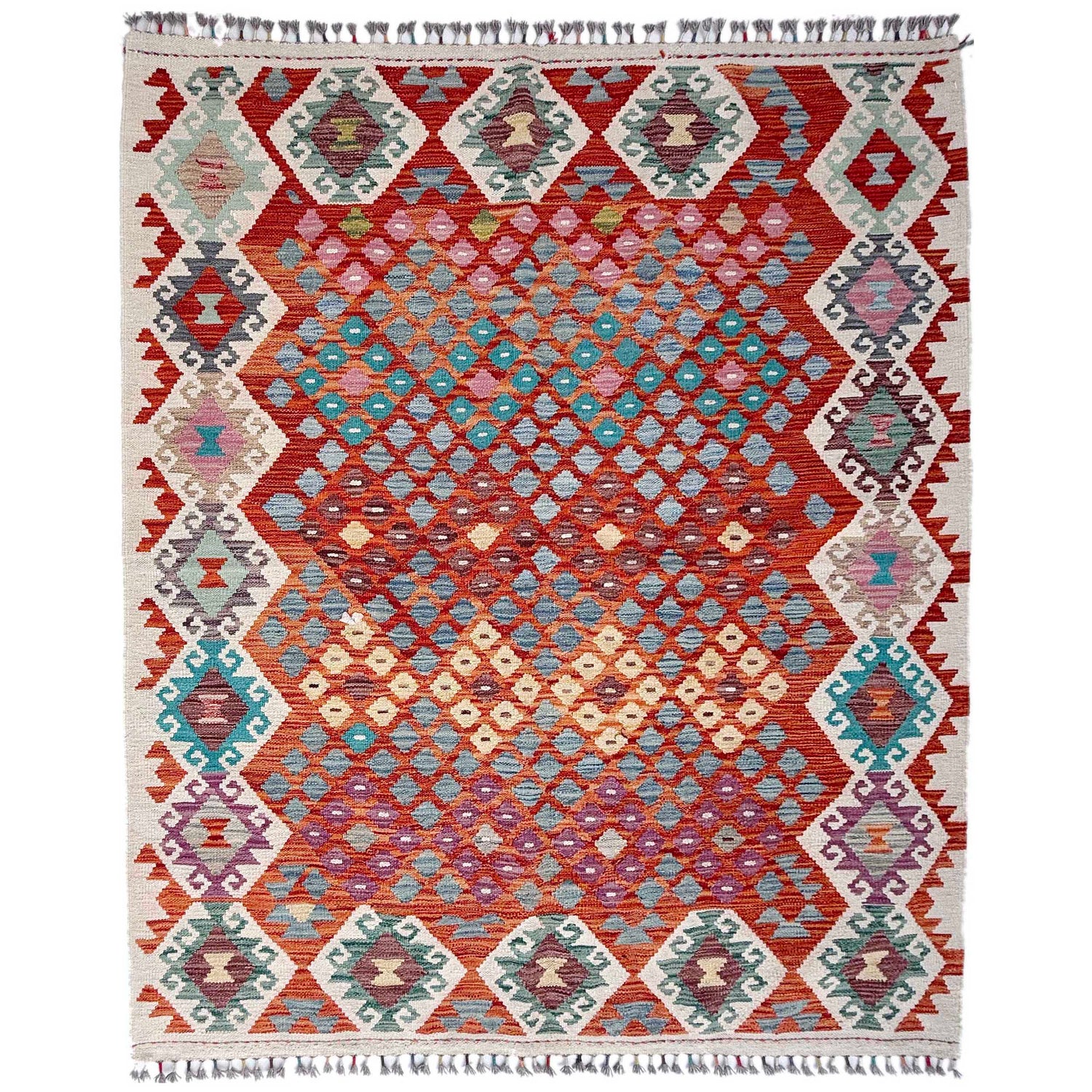 Handmade Vegetable Kelim 5' 1" x 6' 7" (ft) - No. Y37291