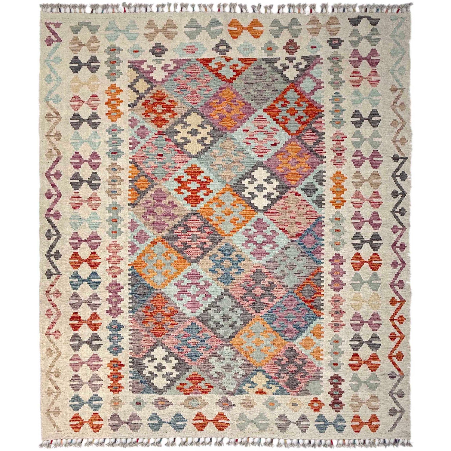 Handmade Vegetable Kilim 5' 0" x 6' 7" (ft) - No. Y37294