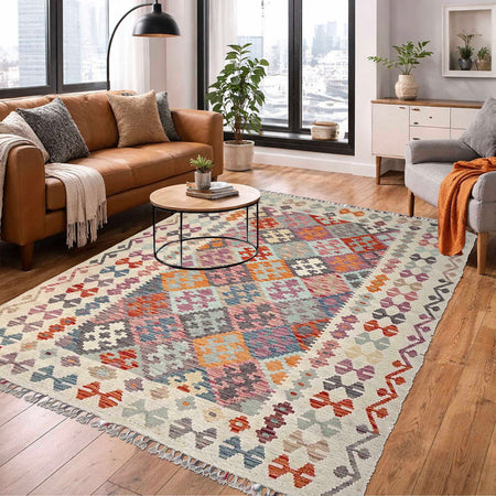 Handmade Vegetable Kilim 5' 0" x 6' 7" (ft) - No. Y37294